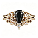 Sterling Silver 10K  14K  18K Gold 1CT-4CT Black Onyx Engagement Ring Gothic Wedding Promise Ring