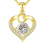 14K Gold Plated Initial Love Heart 2 Carat Moissanite Necklaces for Women Christmas Anniversary Birthday Present Gifts
