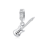 Sterling Silver Music Note Guitar  Piano  Violin  Drum Set Flute Harp Saxophone Charm Beads