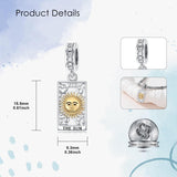 Sterling Silver Cubic Zirconia  Star Tarot Card Sun Tarot Card Charm Beads