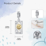Sterling Silver Cubic Zirconia  Star Tarot Card Sun Tarot Card Charm Beads