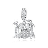 Sterling Silver Music Note Guitar  Piano  Violin  Drum Set Flute Harp Saxophone Charm Beads
