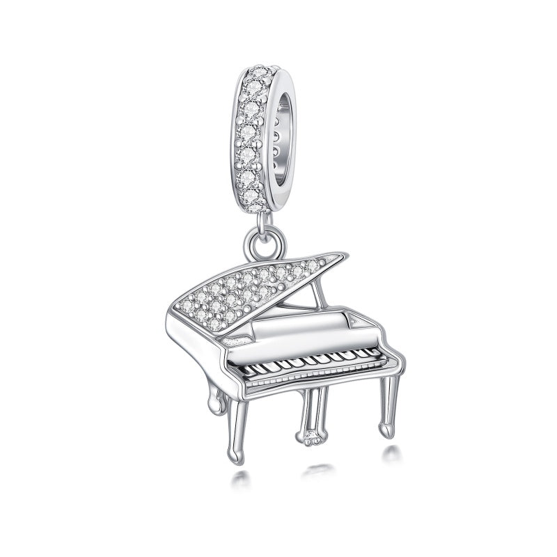Sterling Silver Music Note Guitar  Piano  Violin  Drum Set Flute Harp Saxophone Charm Beads