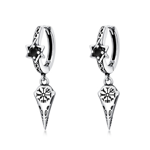 Sterling Silver Viking Raven Stud Dangle Earrings