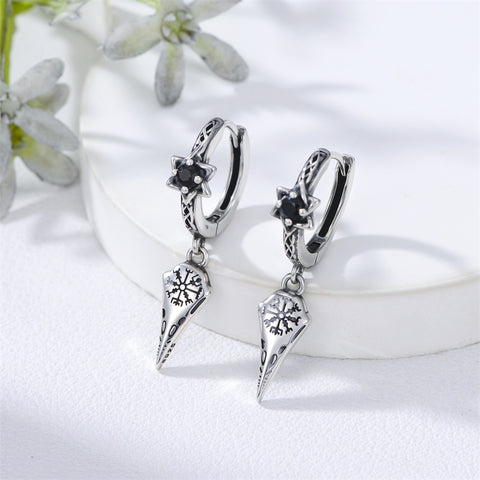 Sterling Silver Viking Raven Stud Dangle Earrings