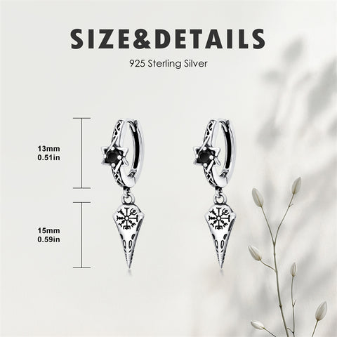 Sterling Silver Viking Raven Stud Dangle Earrings