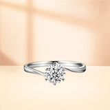 Sterling Silver Personalized Engraved Moissanite Engagement Wedding Ring