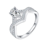 Sterling Silver Personalized Engraved Moissanite Engagement Wedding Ring