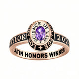 Sterling Silver Personalized Birthstone Engraved Class Ring Graduation Gifts for Women