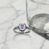 Sterling Silver Personalized Birthstone Engraved Class Ring Graduation Gifts for Women