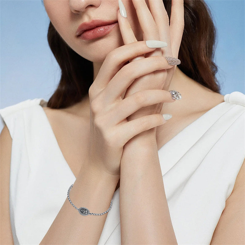 Sterling Silver 12 Month Birth Flower Photo Locket Bracelet