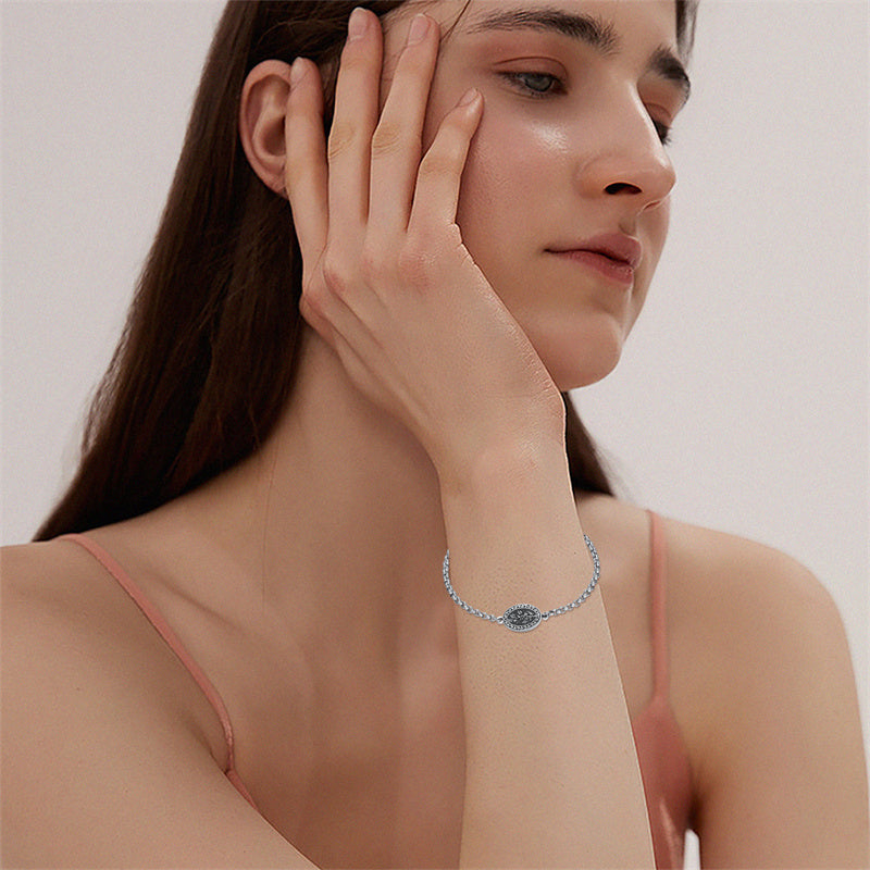 Sterling Silver 12 Month Birth Flower Photo Locket Bracelet