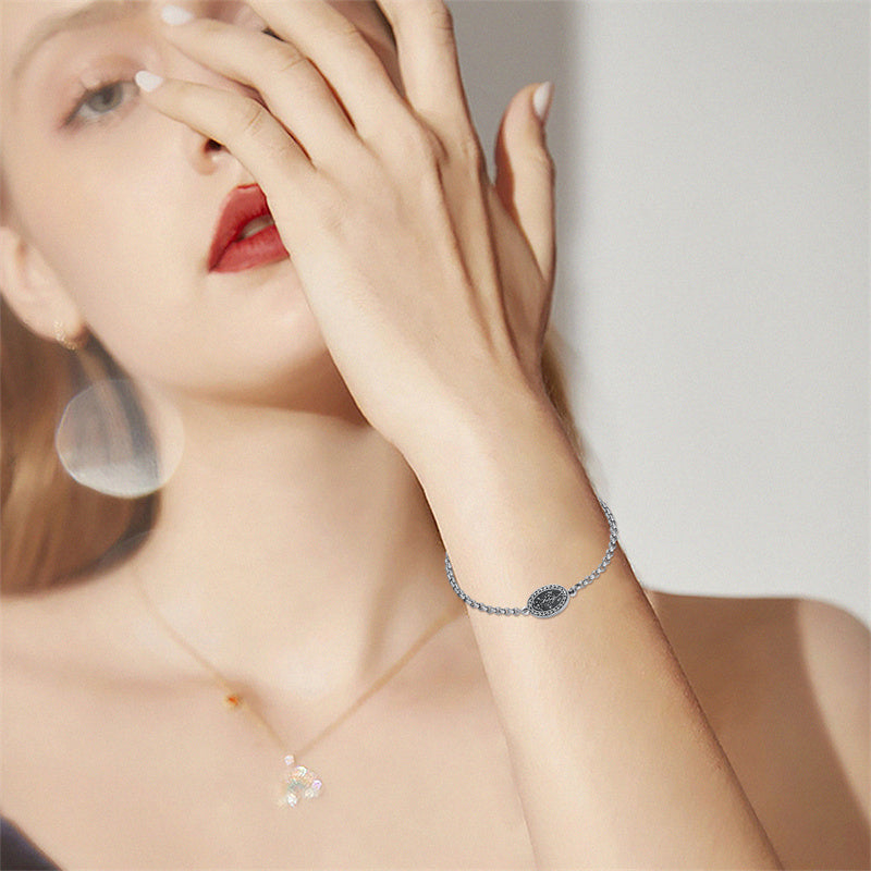 Sterling Silver 12 Month Birth Flower Photo Locket Bracelet