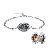 Sterling Silver 12 Month Birth Flower Photo Locket Bracelet