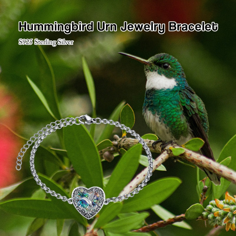 Sterling Silver Heart Urn Bracelet for Ashes Memorial Keepsake Jewelry Gifts for Women