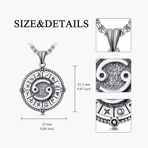 Sterling Silver Oxidation12 Zodiac Pendant Necklace
