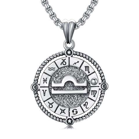 Sterling Silver Oxidation12 Zodiac Pendant Necklace
