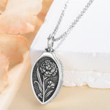 Sterling Silver 12 Month Birth Flower Urn Necklace for Ashes