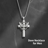 Sterling Silver Praying Hands Angel Sword Wing Cross Pendant Necklace Religious Gifts for Men
