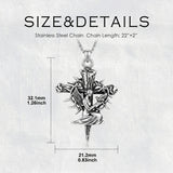 Sterling Silver Praying Hands Angel Sword Wing Cross Pendant Necklace Religious Gifts for Men