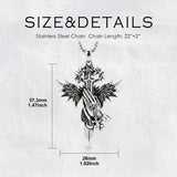 Sterling Silver Praying Hands Angel Sword Wing Cross Pendant Necklace Religious Gifts for Men