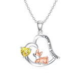 14K Gold Birthstone Corgi Pendant Necklace