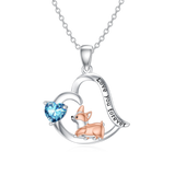 14K Gold Birthstone Corgi Pendant Necklace