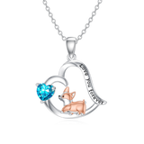 14K Gold Birthstone Corgi Pendant Necklace