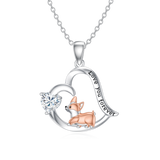 14K Gold Birthstone Corgi Pendant Necklace