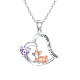 14K Gold Birthstone Corgi Pendant Necklace