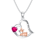 14K Gold Birthstone Corgi Pendant Necklace