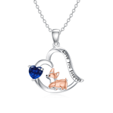 14K Gold Birthstone Corgi Pendant Necklace