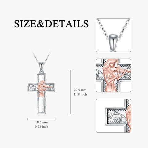 Sterling Silver Cross Flute Gymnastics Violin Piano Cello Pendant Necklace Cross Jewelry Birthday Christmas Gift
