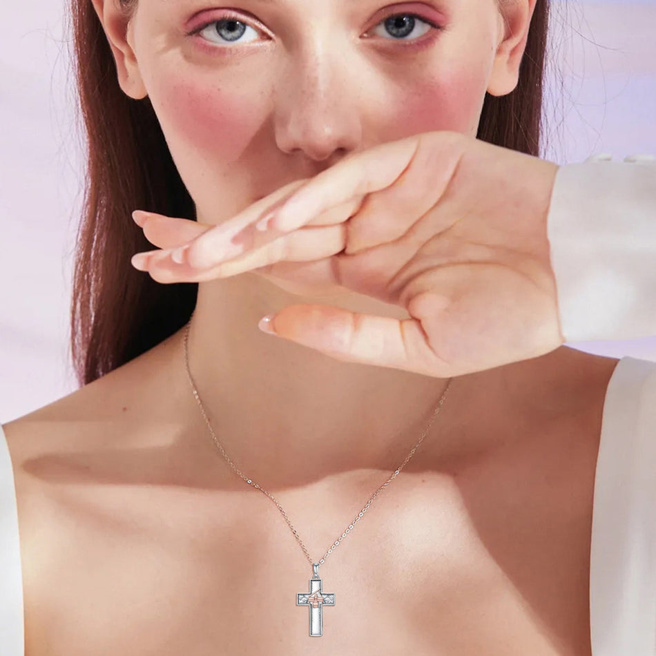 Sterling Silver Cross Flute Gymnastics Violin Piano Cello Pendant Necklace Cross Jewelry Birthday Christmas Gift