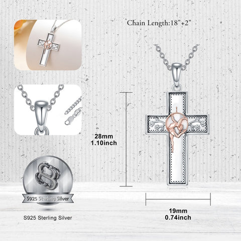 Sterling Silver Cross Flute Gymnastics Violin Piano Cello Pendant Necklace Cross Jewelry Birthday Christmas Gift