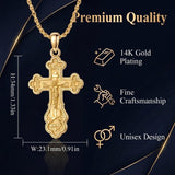 14K Gold Plated Religious Amulet  Cross Pendant Necklace