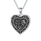 Sterling Silver Butterfly Heart Birth Flower Photo Locket Pendant Necklace for Women Birthday Christmas  Gifts