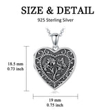 Sterling Silver Butterfly Heart Birth Flower Photo Locket Pendant Necklace for Women Birthday Christmas  Gifts
