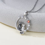Sterling Silver Cubic Zirconia Two Cats Pendant Necklace