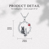 Sterling Silver Cubic Zirconia Two Cats Pendant Necklace