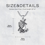 Sterling Silver Praying Hands Angel Sword Wing Cross Pendant Necklace Religious Gifts for Men