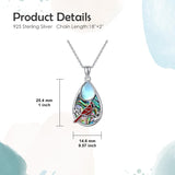 Sterling Silver Moonstone Cardinal Dragonfly Hummingbird Butterfly Bee Pendant Necklace for Women
