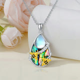 Sterling Silver Moonstone Cardinal Dragonfly Hummingbird Butterfly Bee Pendant Necklace for Women