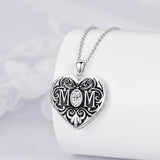 Sterling Silver Heart Cubic Zirconia Photo Locket Necklace