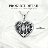 Sterling Silver Heart Cubic Zirconia Photo Locket Necklace