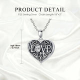 Sterling Silver Heart Cubic Zirconia Photo Locket Necklace