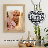 Sterling Silver Heart Cubic Zirconia Photo Locket Necklace