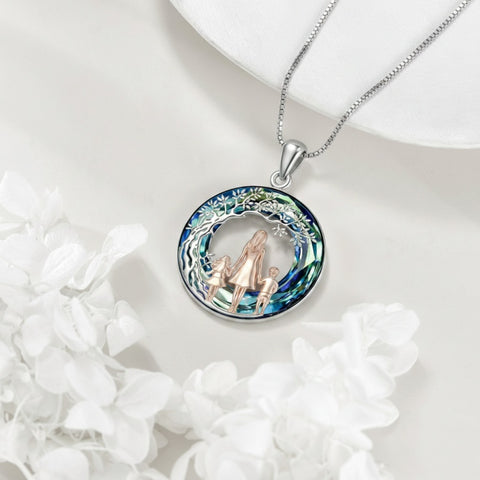 Sterling Silver  Crystal Tree of Life Mother Daughter Father Daughter Sisters Friends Pendant Necklace for Women