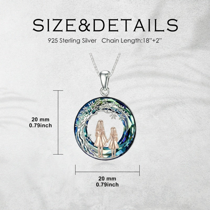 Sterling Silver  Crystal Tree of Life Mother Daughter Father Daughter Sisters Friends Pendant Necklace for Women