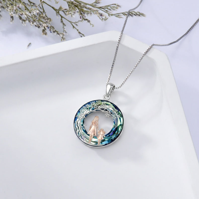 Sterling Silver  Crystal Tree of Life Mother Daughter Father Daughter Sisters Friends Pendant Necklace for Women